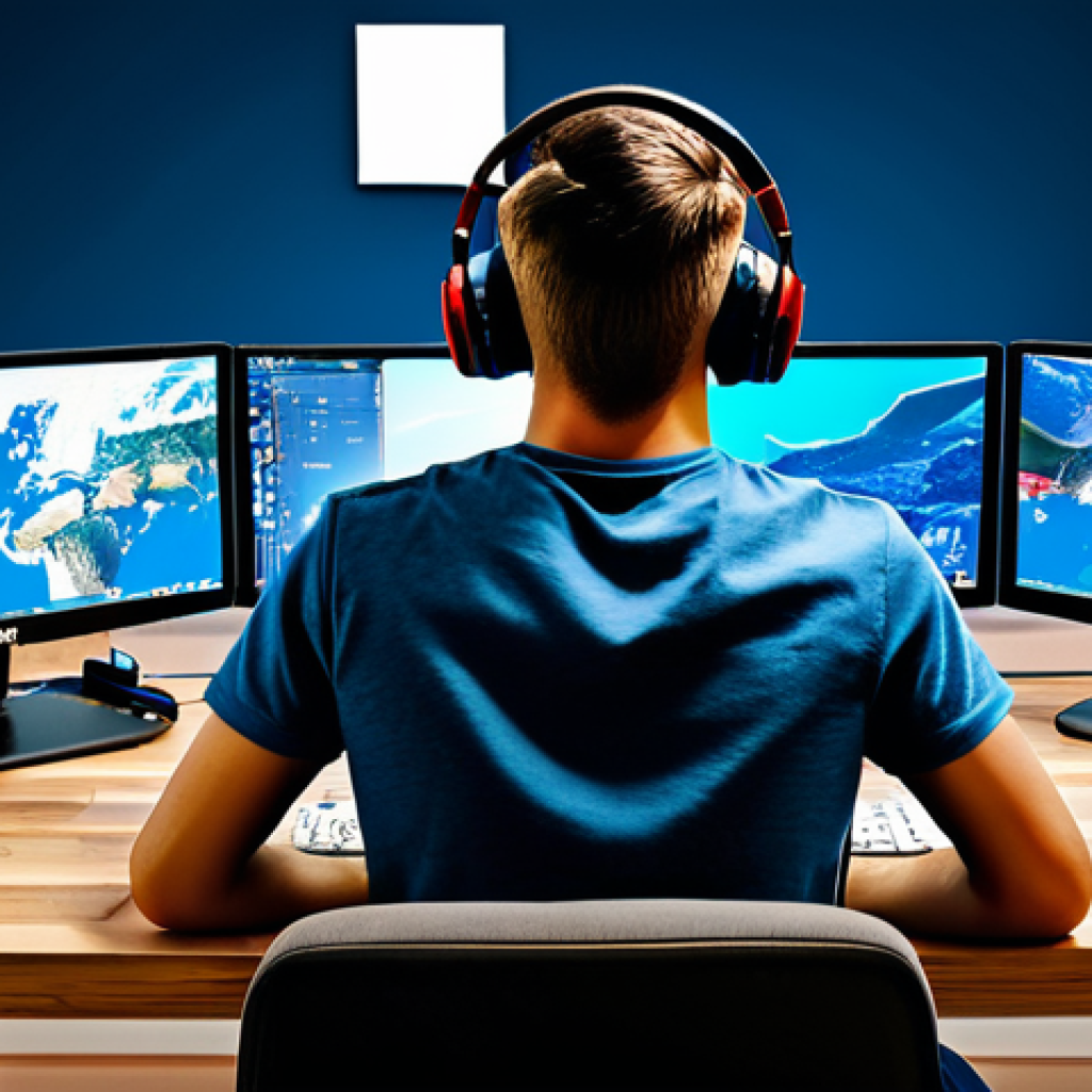Roblox Game Developer at Work**

"A young adult, fully clothed in a comfortable t-shirt and jeans, sitting at a desk with multiple monitors, developing a Roblox game. The desk is cluttered with figurines and a gaming headset.  The background shows a stylized, colorful game environment.  Perfect anatomy, correct proportions, well-formed hands, proper finger count, natural pose. Safe for work, appropriate content, fully clothed, professional, family-friendly, high quality, detailed, realistic lighting."

**